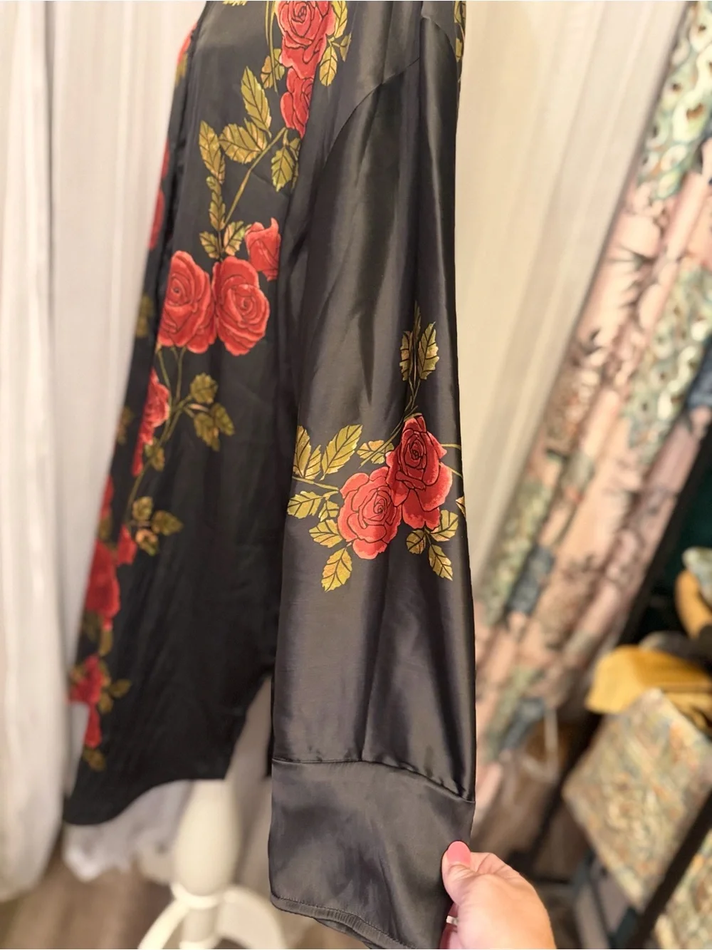 ✨ Free People Off The Vine Satin Rose Oversized Button-Down ✨
